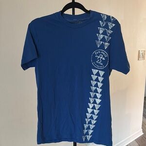Machine Blue Tee with White Geometric Pattern